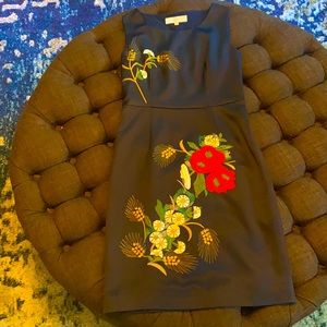 Beautiful navy embroidered knee length dress